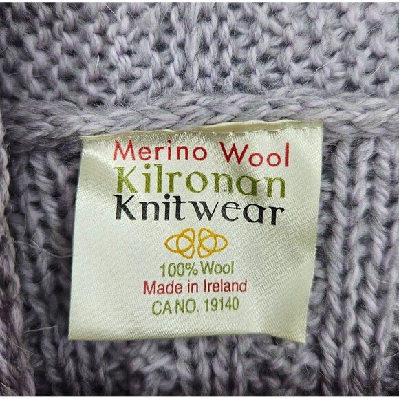 KILRONAN Knitwear Merino Wool Sweater Vest Ireland Cable Knit XXS Oversized - Picture 5 of 6